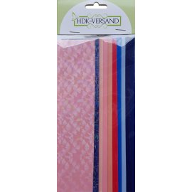 10 Wachsplatten Pink Blau Mischung (8x Unifarbe 2x Flitter) 200x50x0,5mm Bunt sortiert , Verzierwachs, Wachs