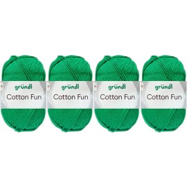 4x50 Gramm Gründl Cotton Fun Wollset 26 Grasgrün