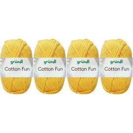 4x50 Gramm Gründl Cotton Fun Wollset 04 Maisgelb