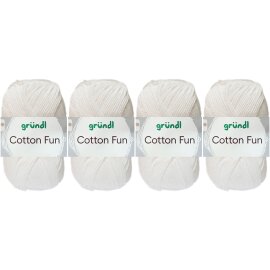 4x50 Gramm Gründl Cotton Fun Wollset 01 Weiss