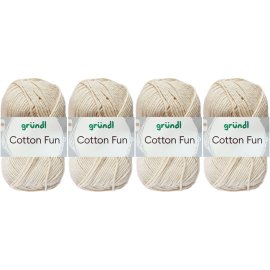 4x50 Gramm Gründl Cotton Fun Wollset 02 Creme mit Anleitung für Einkaufsnetz
