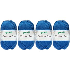4x50 Gramm Gründl Cotton Fun Wollset 10 Royalblau