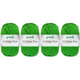 4x50 Gramm Gründl Cotton Fun Wollset 12 Froschgrün
