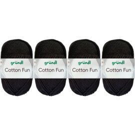 4x50 Gramm Gründl Cotton Fun Wollset 16 Schwarz