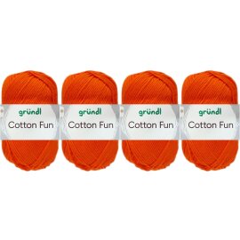 4x50 Gramm Gründl Cotton Fun Wollset 18 Orange