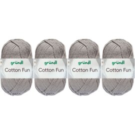 4x50 Gramm Gründl Cotton Fun Wollset 27 Hellgrau