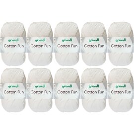 10x50 Gramm Gründl Cotton Fun 01 Weiss