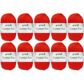 10x50 Gramm Gründl Cotton Fun 06 Signalrot