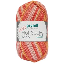 100 Gramm Gründl Hot Socks Lago 4--fach 02 Orange Mix