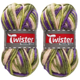 2x50 Gramm Twister Filzwolle Color 172 Wald