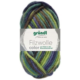 50 Gramm Gründl Wolle Filzwolle Color 22 Grün Marine Multicolor
