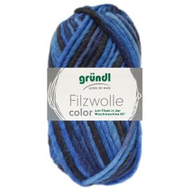 50 Gramm Gründl Wolle Filzwolle Color 23 Blau Anthrazit Multicolor