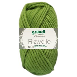50 Gramm Gründl Wolle Filzwolle Uni 04 Grasgrün