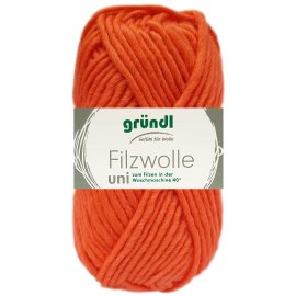 50 Gramm Gründl Wolle Filzwolle Uni 61 Orange