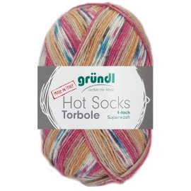 100 Gramm Gründl Hot Socks Torbole 4--fach 08 Rot Braun Mix