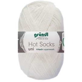 100 Gramm Hot Socks Uni 4-fach Superwash 86 Weiss
