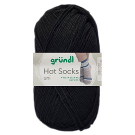 50 Gramm Hot Socks Uni 4-fach Superwash 18 Schwarz