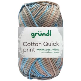 50 Gramm Gründl Cotton Quick Print 238 Beige Blau Mix Multicolor
