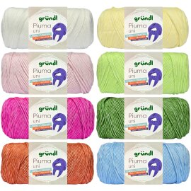 100 Gramm Gründl Piuma Uni Baumwollmischgarn